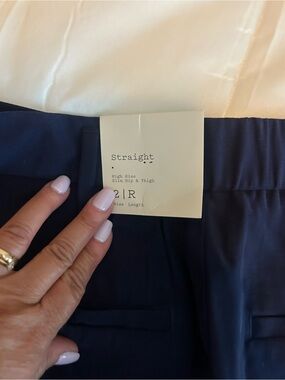 Straight High-Rise Navy Pants